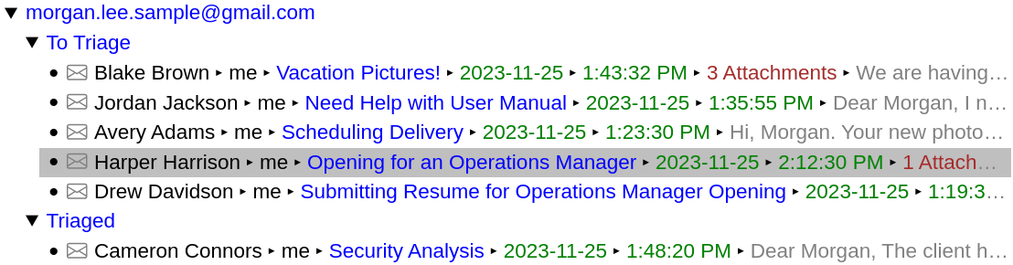 A screenshot from MailToDoList.